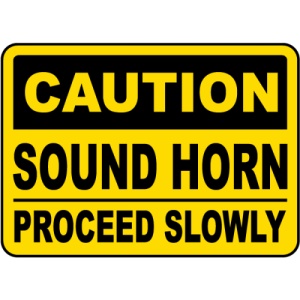 Indicator Caution Sound Horn Proceed Slowly Sign, Sticker autocolant