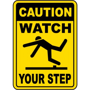 Indicator Caution Watch Your Step, Sticker autocolant