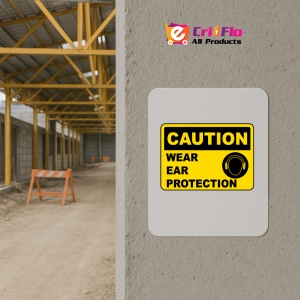 Indicator Caution Wear Ear Protection Sign, Sticker autocolant - Img 5
