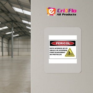 Indicator Este interzis sa va urcati pe acoperis fara echipament de protectie, Sticker autocolant - Img 3