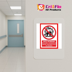 Indicator Este interzisa utilizarea ascensorului pentru evacuare in caz de incendiu, Sticker autocolant - Img 4