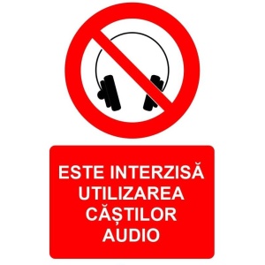 Indicator Este interzisa utilizarea castilor audio indicator de interzicere, Sticker autocolant