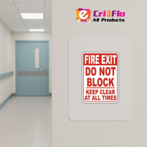 Indicator Fire Exit Do Not Block Keep Clear Sign, Sticker autocolant - Img 4