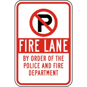 Indicator FIRE LANE BY ORDER OF THE POLICE AND FIRE DEPARTMENT SIGNS, Sticker autocolant