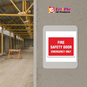 Indicator FIRE SAFETY DOOR EMERGENCY ONLY, Sticker autocolant - Img 5