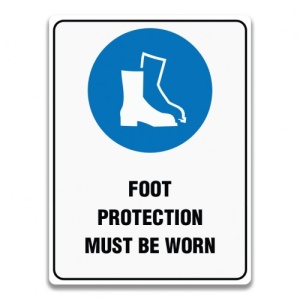 Indicator FOOT PROTECTION MUST BE WORN SIGN, Sticker autocolant