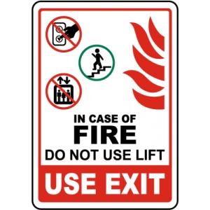 Indicator In Case of Fire Do Not Use Lift Sign, Sticker autocolant