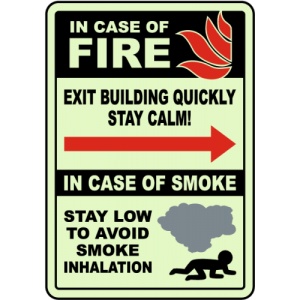 Indicator In Case of Fire Exit Building Quickly Right Arrow Sign, Sticker autocolant