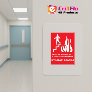 Indicator In caz de incendiu nu utilizati ascensoarele utilizati scarile de iesire, Sticker autocolant - Img 4