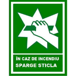 Indicator In caz de incendiu sparge sticla, Sticker autocolant