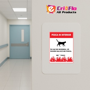 Indicator In caz de incendiu va rugam salvati-ne pisica, Sticker autocolant - Img 4