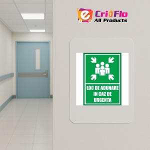 Indicator Industriala pentru loc de adunare in caz de urgenta, Sticker autocolant - Img 4