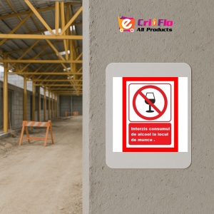 Indicator Interzis consumul de alcool la locul de munca, Sticker autocolant - Img 5