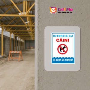Indicator Interzis cu caini in zona de piscina, Sticker autocolant - Img 5