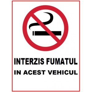 Indicator Interzis fumatul in acest vehicul, Sticker autocolant