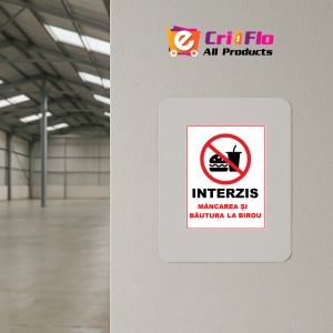 Indicator Interzis mancarea si bautura la birou, Sticker autocolant - Img 3