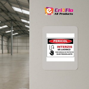 Indicator Interzis sa lucrati fara manusi de protectie electroizolante, Sticker autocolant - Img 3