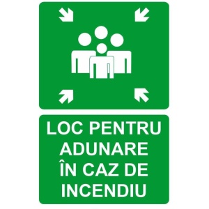 Indicator Loc pentru adunare in caz de incendiu, Sticker autocolant
