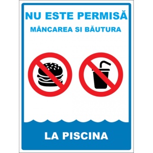 Indicator Nu este permisa mancarea si bautura la piscina, Sticker autocolant