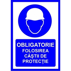 Indicator Obligatorie folosirea castii de protectie, Sticker autocolant