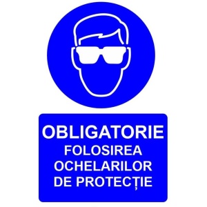 Indicator Obligatorie folosirea ochelarilor de protectie indicator de obligativitate, Sticker autocolant