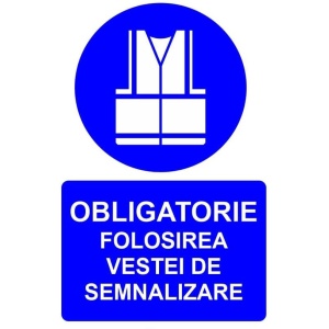 Indicator Obligatorie folosirea vestei de semnalizare indicator de obligativitate, Sticker autocolant