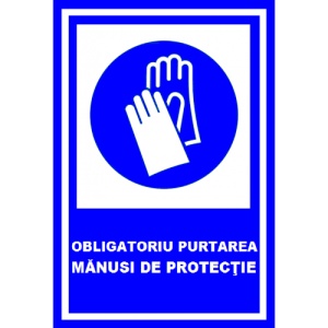 Indicator Obligatoriu purtarea manusi de protectie, Sticker autocolant