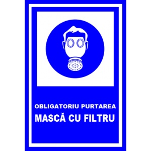 Indicator Obligatoriu purtarea masca cu filtru, Sticker autocolant