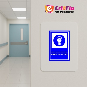 Indicator Obligatoriu purtarea masca cu filtru, Sticker autocolant - Img 4
