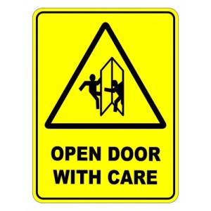 Indicator Open Door With Care Sign, Sticker autocolant