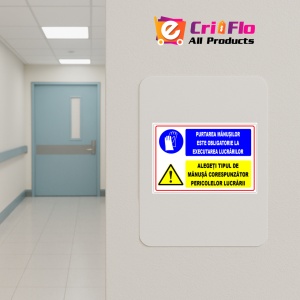 Indicator Panou pentru purtarea manusilor de protectie pentru executarea lucrarilor, Sticker autocolant - Img 4