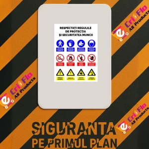 Indicator Panou pentru respectarea respectarea regulilor de protectia si securitatea muncii, Sticker autocolant - Img 2