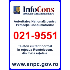 Indicator Pentru autoritatea nationala pentru protectia consumatorilor, Sticker autocolant