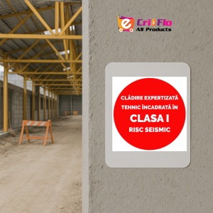 Indicator Pentru Cladire expertizata tehnica incadrata in clasa 1 risc seismic, Sticker autocolant - Img 5