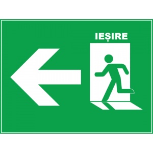 Indicator Pentru iesire de siguranta cu directia la stanga, Sticker autocolant