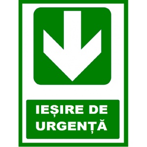 Indicator Pentru iesire de urgenta cu sageata in jos, Sticker autocolant