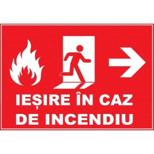 Indicator Pentru iesire in caz de incendiu cu sageata in dreapta, Sticker autocolant