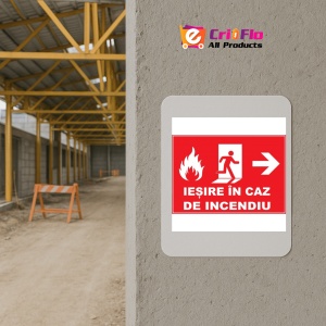 Indicator Pentru iesire in caz de incendiu cu sageata in dreapta, Sticker autocolant - Img 5