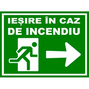 Indicator Pentru iesire in caz de incendiu spre dreapta, Sticker autocolant