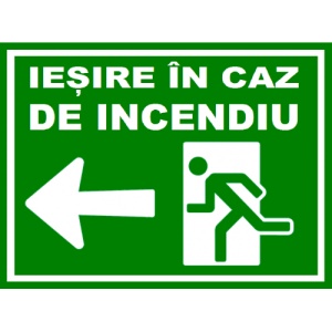 Indicator Pentru iesire in caz de incendiu spre stanga, Sticker autocolant