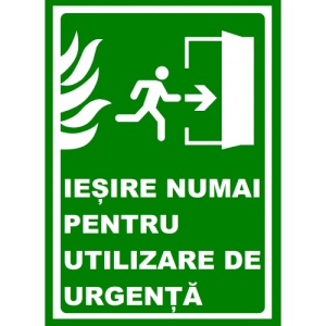 Indicator Pentru iesire numai in caz de incendiu, Sticker autocolant