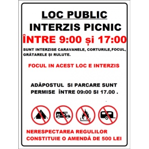 Indicator Pentru loc public interzis picnic, Sticker autocolant