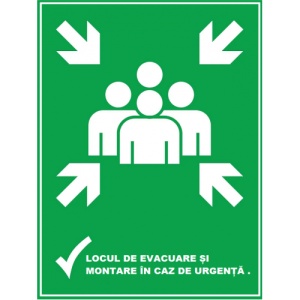Indicator Pentru locul de evacuare si mancare in caz de urgenta, Sticker autocolant