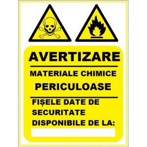 Indicator Pentru materiale chimice periculoase fise, Sticker autocolant