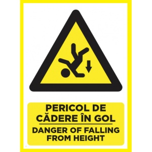 Indicator Pentru pericol de cadere in gol danger of falling from height, Sticker autocolant