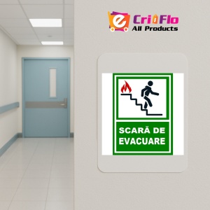 Indicator Pentru scara de evacuare iesire pe scari in dreapta jos, Sticker autocolant - Img 4