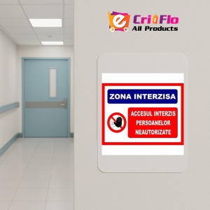 Indicator Pentru zona interzisa accesul interzis persoanelor neautorizate, Sticker autocolant - Img 4