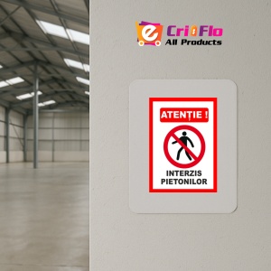 Indicator Placute atentie interzis pietonilor, Sticker autocolant - Img 3