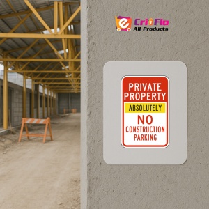 Indicator Private Property Absolutely No Construction Parking Sign, Sticker autocolant - Img 5
