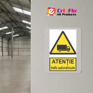 Indicator protectia muncii atentie trafic autovehicule, Sticker autocolant - Img 4